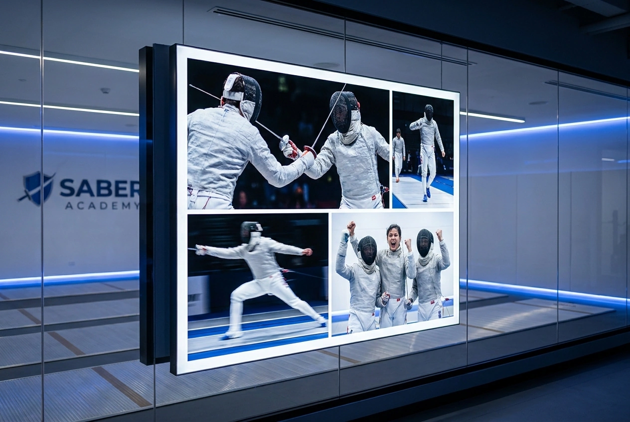 Fencing action collage